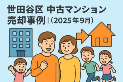 マンションから戸建てに買い替える家族のイラスト